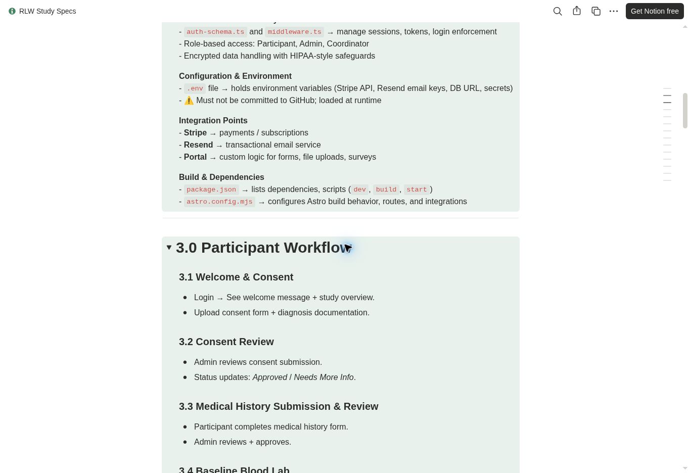 RLW participant workflow showing consent and review stages