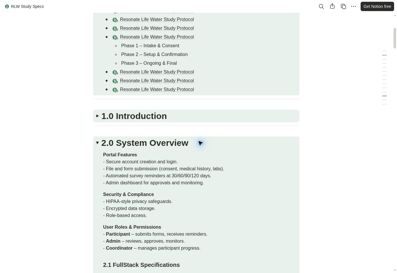 RLW portal system overview showing features, security, permissions, and technical specifications